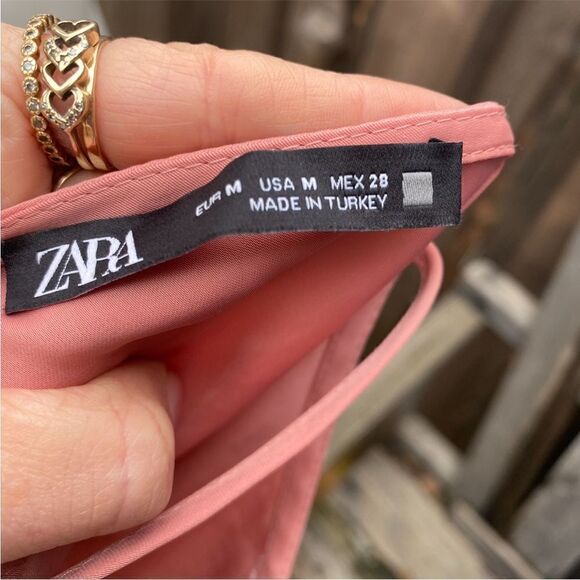 ZARA Silk Light Pink Midi Dress With Slit and buttons size medium - Picture 14 of 15